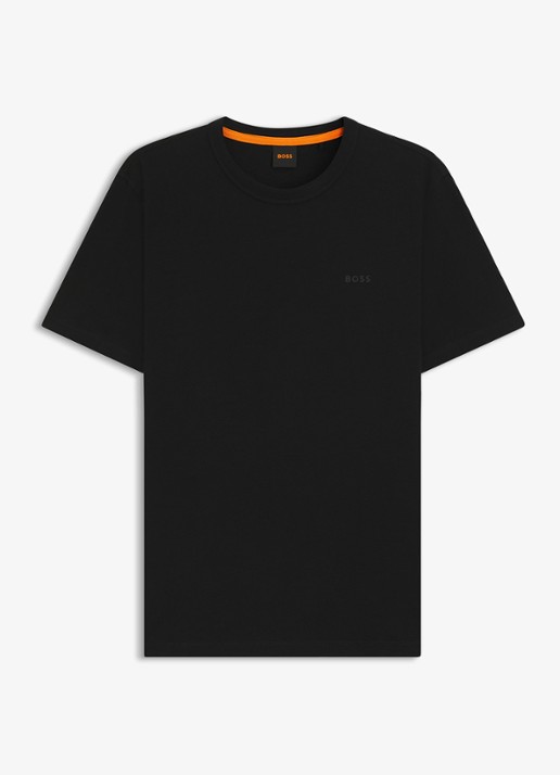 BOSS T-shirt van slubkatoen met logodetail - voorkant zwart