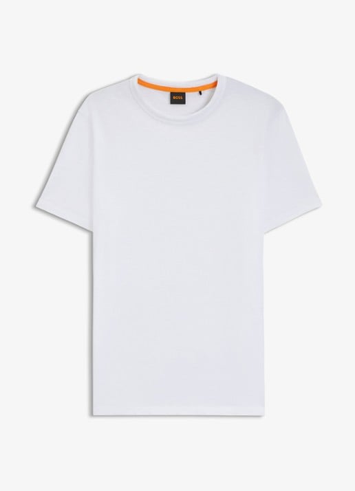 BOSS T-shirt van slubkatoen met logodetail - voorkant wit