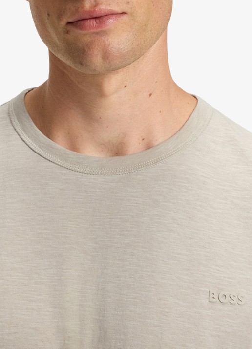BOSS T-shirt van slubkatoen met logodetail - detail 4 donkerbeige