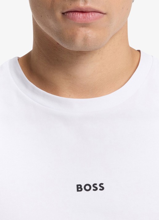 BOSS T-shirt van stretchkatoen met contrastlogo - detail 3 white-100 / wit