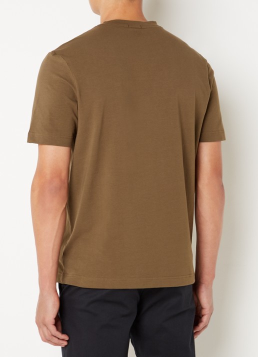 BOSS T-shirt van stretchkatoen met contrastlogo - achterkant 4 open green-368 / groen