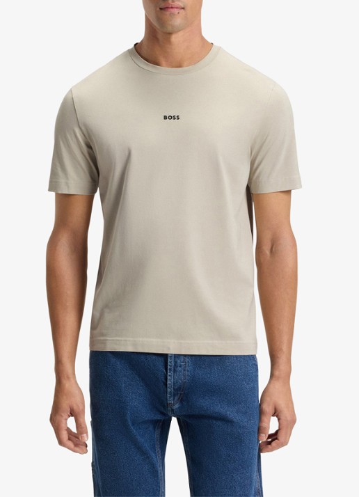 BOSS T-shirt van stretchkatoen met contrastlogo