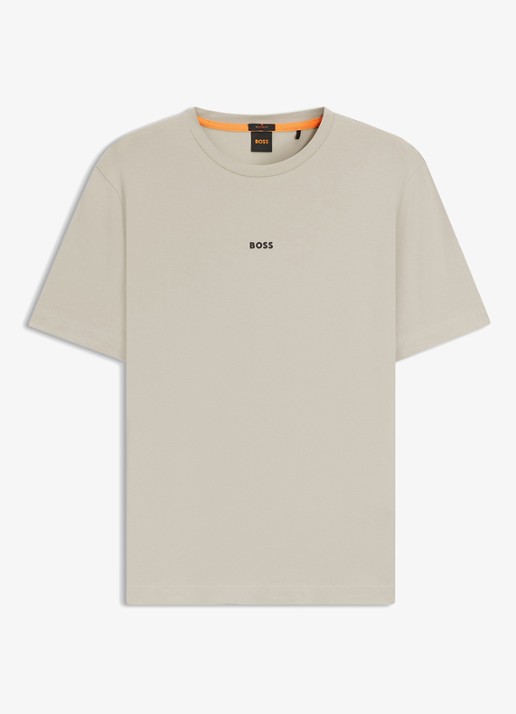 BOSS T-shirt van stretchkatoen met contrastlogo