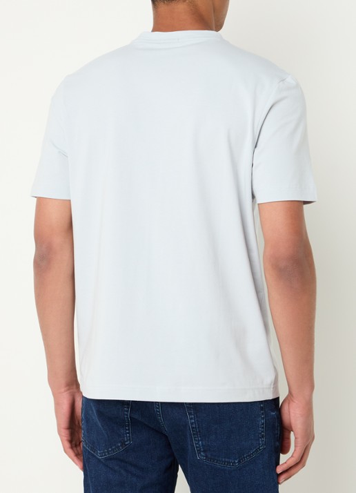 BOSS T-shirt van stretchkatoen met contrastlogo - achterkant light/pastel grey-053 / grijs