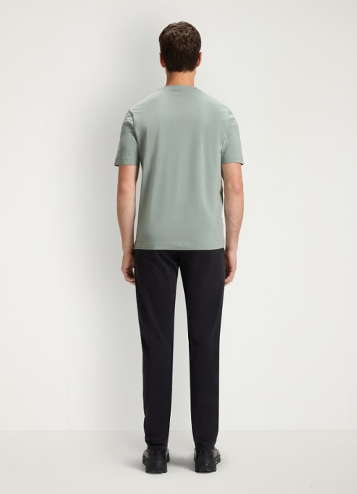BOSS T-shirt van stretchkatoen met contrastlogo - achterkant open green-351 / groen