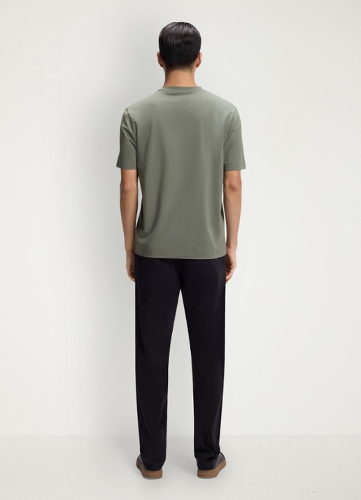 BOSS T-shirt van stretchkatoen met contrastlogo - achterkant 3 open grey-077 / grijs