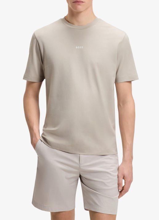 BOSS T-shirt van stretchkatoen met contrastlogo