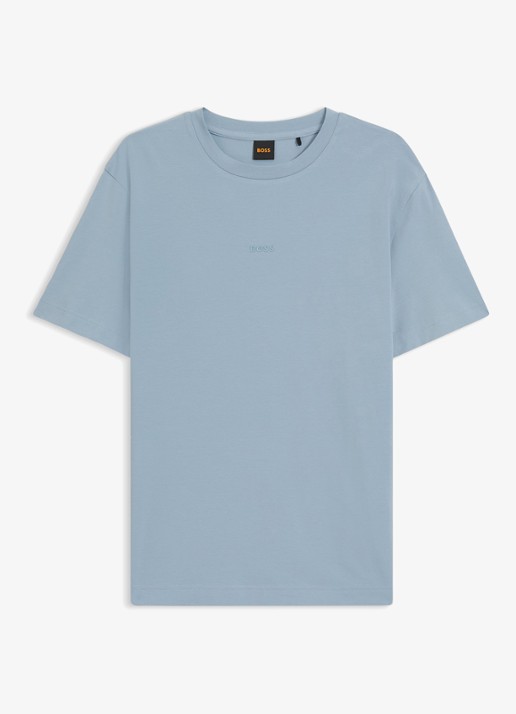 BOSS T-shirt van stretchkatoen met contrastlogo - voorkant 4 light/pastel blue-458 / blauw