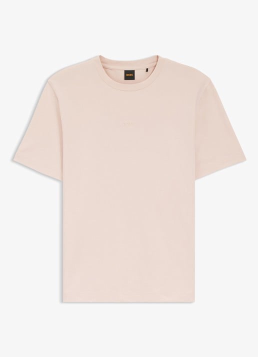 BOSS T-shirt van stretchkatoen met contrastlogo - voorkant open pink-690 / roze