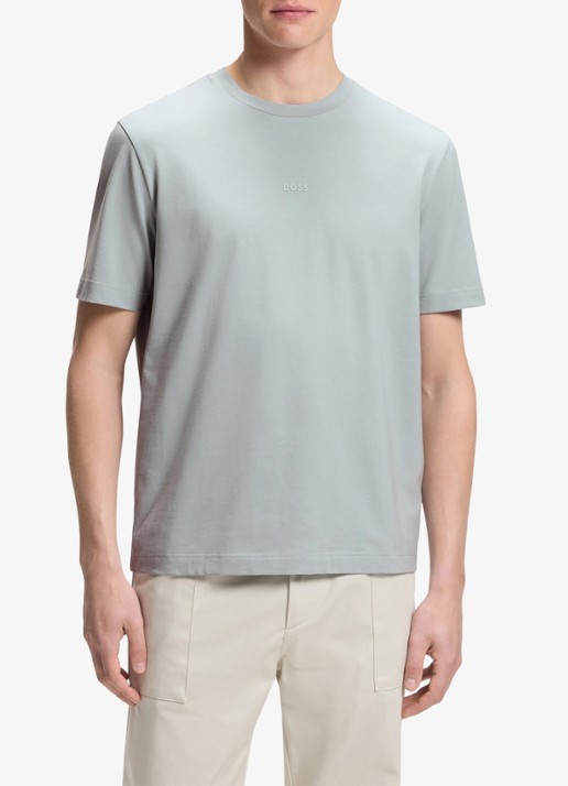 BOSS T-shirt van stretchkatoen met contrastlogo - detail open grey-084 / grijs