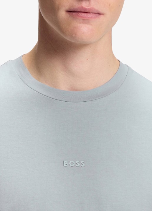 BOSS T-shirt van stretchkatoen met contrastlogo - detail 2 open grey-084 / grijs