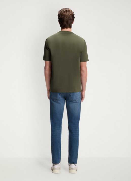 BOSS T-shirt van stretchkatoen met contrastlogo - achterkant 3 bright green-325 / groen