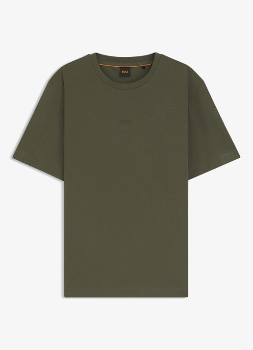 BOSS T-shirt van stretchkatoen met contrastlogo - voorkant bright green-325 / groen