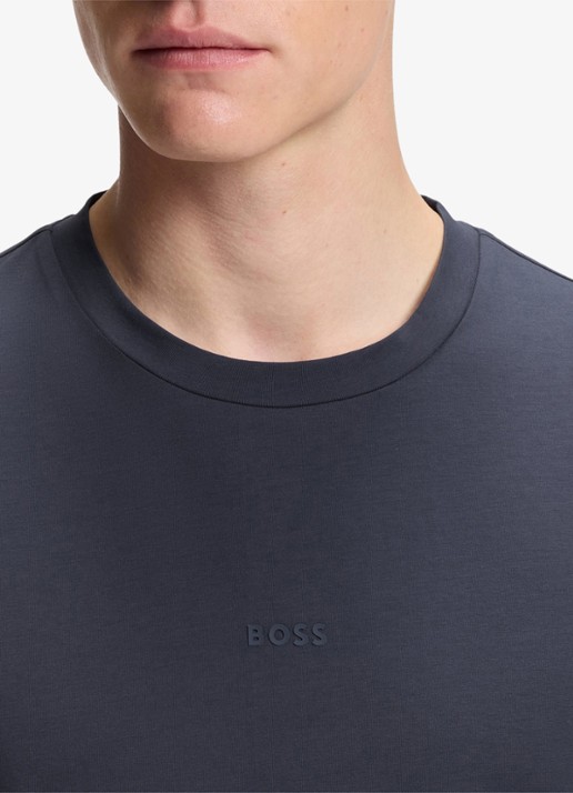 BOSS T-shirt van stretchkatoen met contrastlogo - detail 2 dark blue-406 / blauw