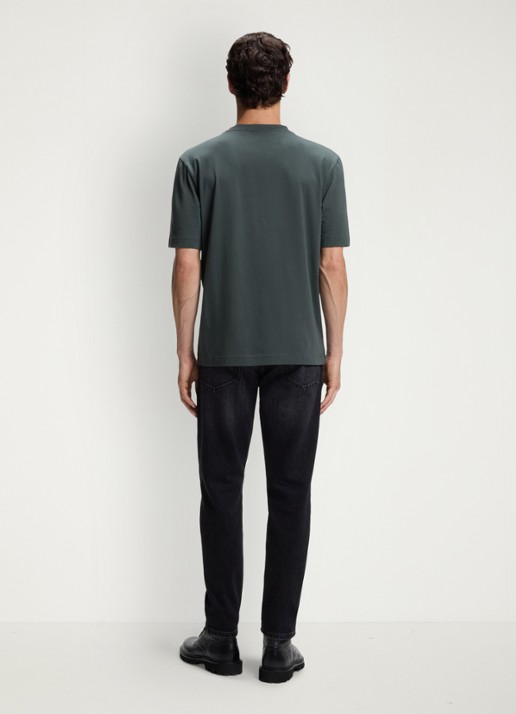 BOSS T-shirt van stretchkatoen met contrastlogo - achterkant 3 open green-377 / groen