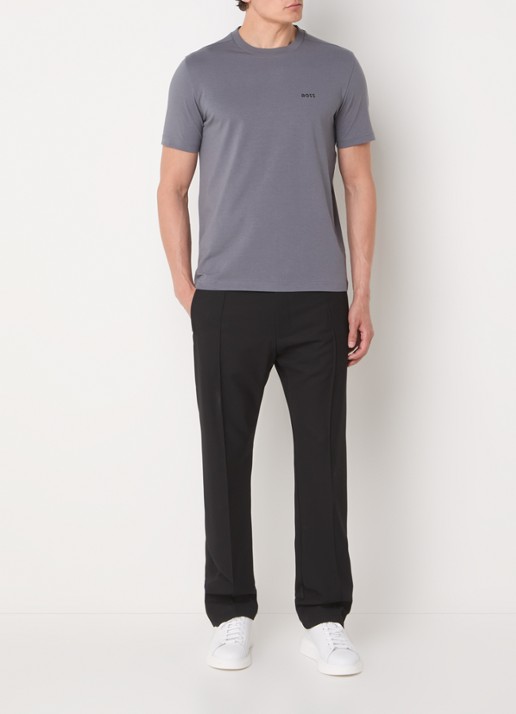 BOSS T-shirt van stretchkatoen met logodetail - voorkant 3 dark beige-251 / beige