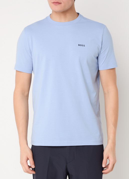 BOSS T-shirt van stretchkatoen met logodetail - detail 2 open blue-499 / blauw
