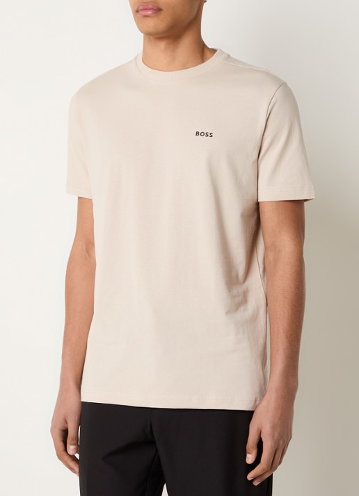 BOSS T-shirt van stretchkatoen met logodetail - detail 4 open beige-284 / beige