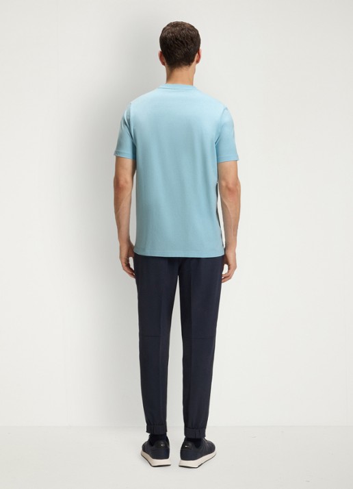 BOSS T-shirt van stretchkatoen met logodetail - achterkant 3 light/pastel blue-455 / blauw