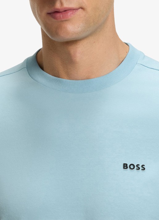 BOSS T-shirt van stretchkatoen met logodetail - detail 2 light/pastel blue-455 / blauw
