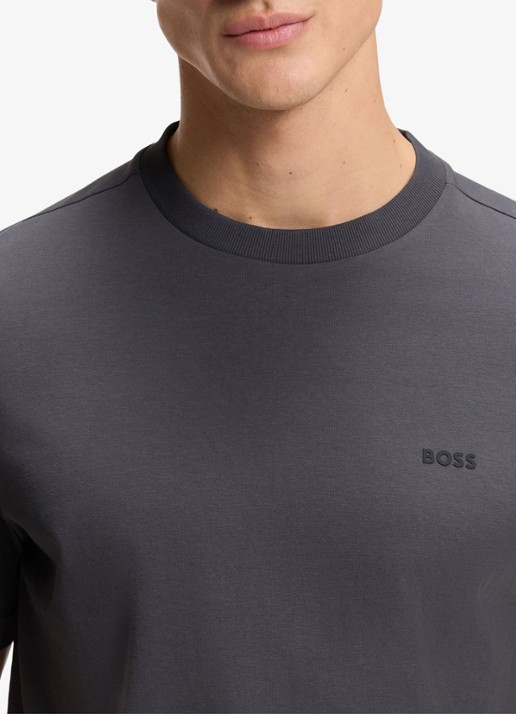 BOSS T-shirt van stretchkatoen met logodetail - detail 5 open grey-071 / grijs