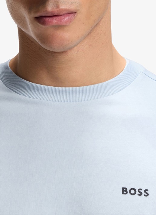 BOSS T-shirt van stretchkatoen met logodetail - detail 5 donkerblauw