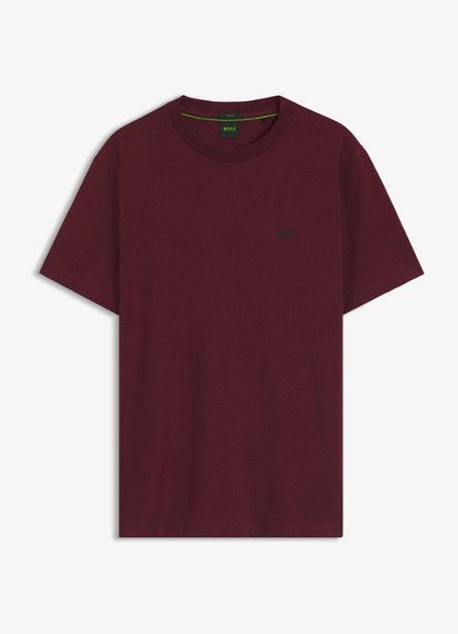 BOSS T-shirt van stretchkatoen met logodetail - voorkant 2 dark pink-654 / roze