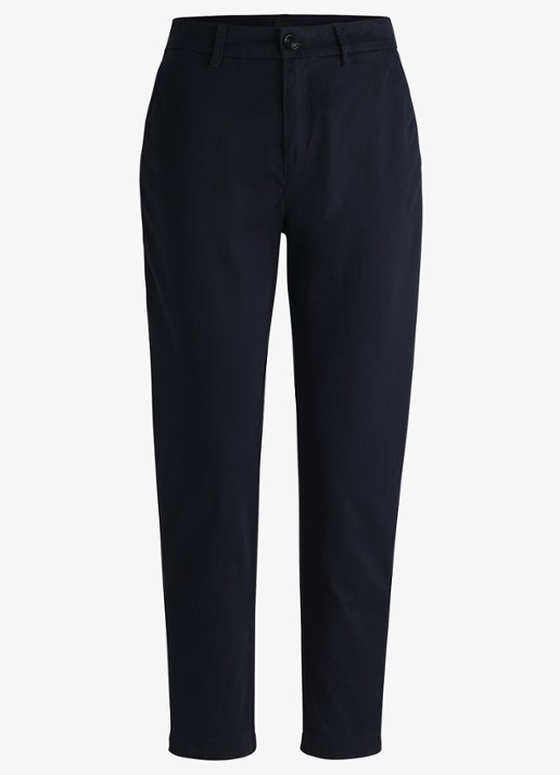 BOSS Tachini high waist slim fit chino met steekzakken en stretch - voorkant donkerblauw