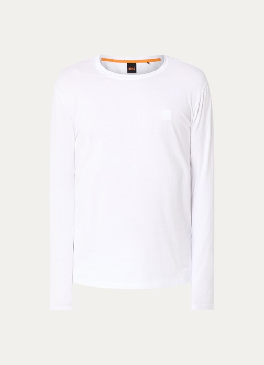 BOSS Tacks longsleeve met logo - voorkant wit