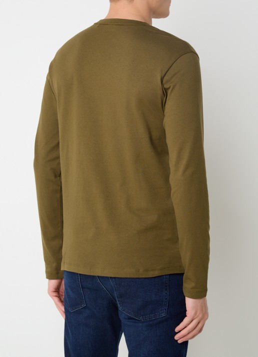 BOSS Tacks longsleeve met logo - achterkant bronsgroen