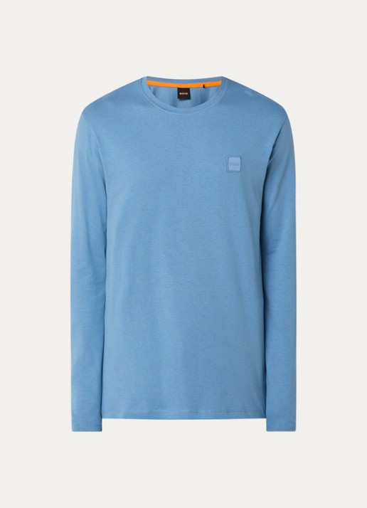 BOSS Tacks longsleeve met logo - voorkant blauwgrijs