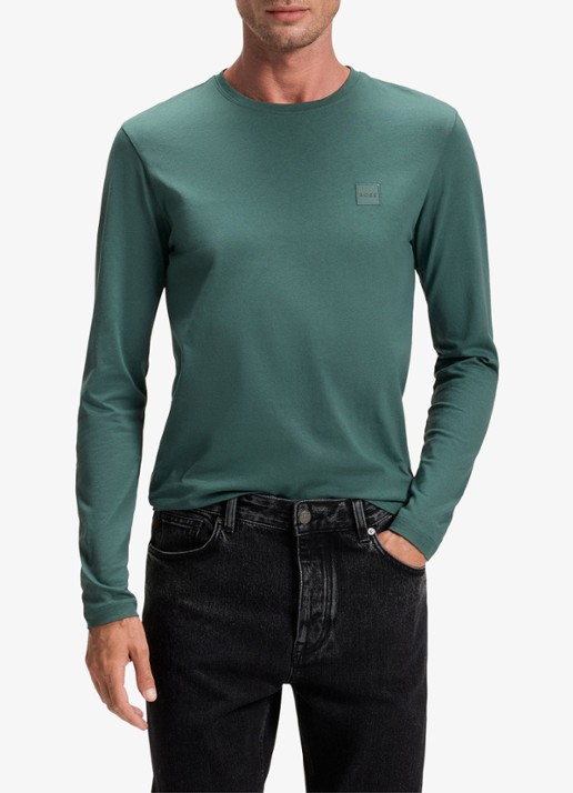 BOSS Tacks longsleeve met logo - detail 3 zeegroen