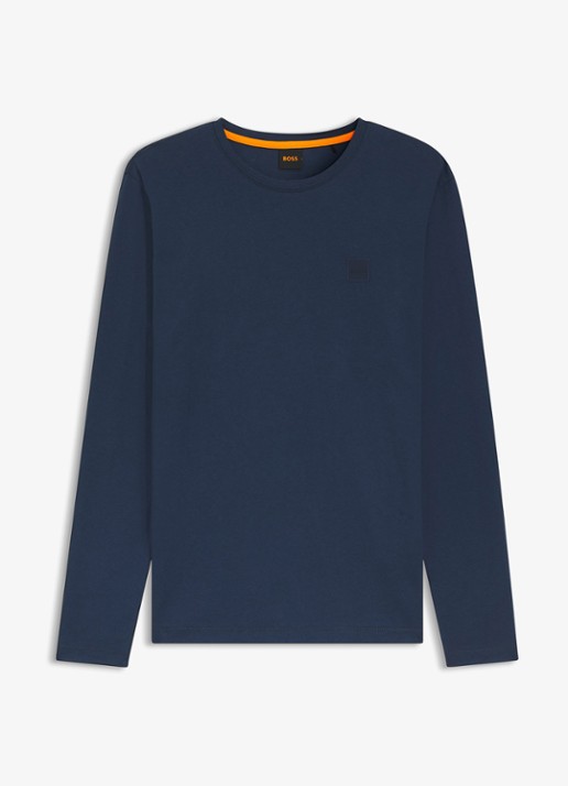 BOSS Tacks longsleeve met logo - voorkant blauw