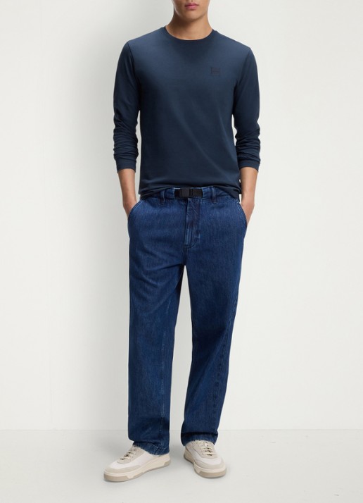 BOSS Tacks longsleeve met logo - voorkant 2 blauw