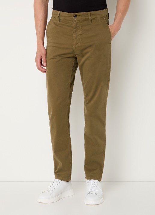 BOSS Tapered fit chino met steekzakken - detail lichtbruin
