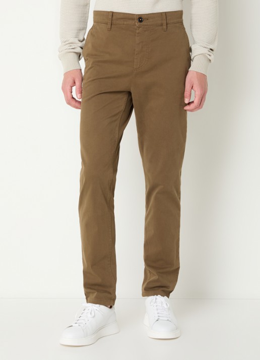BOSS Tapered fit chino met steekzakken - detail 4 mosgroen