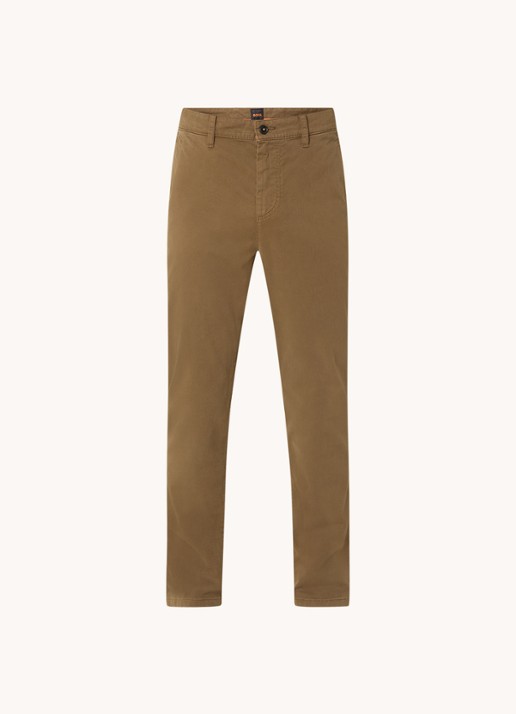 BOSS Tapered fit chino met steekzakken - voorkant 2 mosgroen