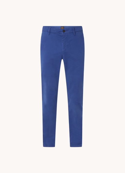 BOSS Tapered fit chino met steekzakken - voorkant 3 kobaltblauw
