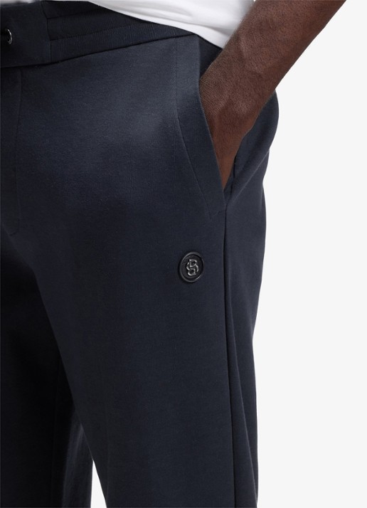 BOSS Tapered fit cropped joggingbroek met logo - detail 5 blauw