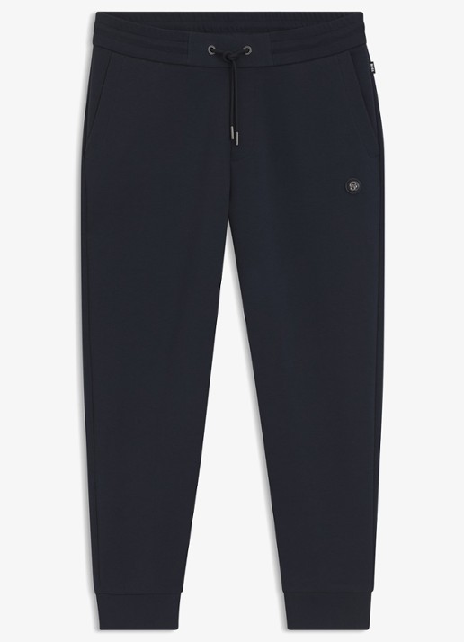 BOSS Tapered fit cropped joggingbroek met logo - voorkant 2 blauw