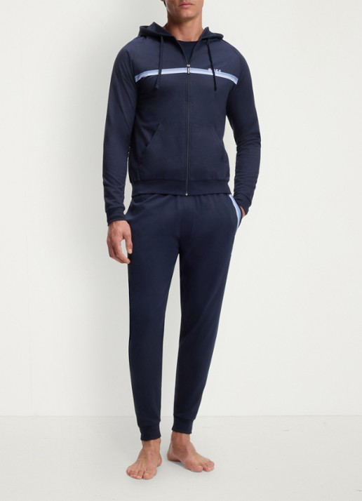 BOSS Tapered fit joggingbroek met logo  - voorkant 2 dark blue-403 / blauw