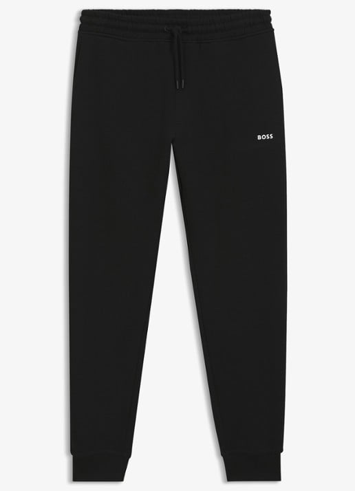 BOSS Tapered fit joggingbroek met logo - voorkant zwart