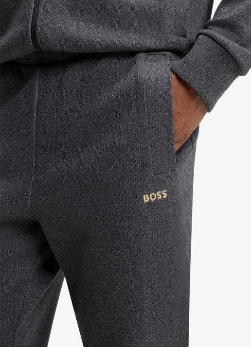 BOSS Tapered fit joggingbroek met logo - detail 2 charcoal-010 / grijs