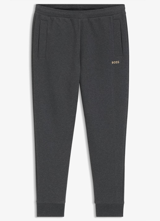 BOSS Tapered fit joggingbroek met logo - voorkant charcoal-010 / grijs