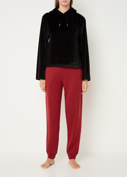 BOSS Tapered fit loungebroek  - voorkant 3 donkerrood