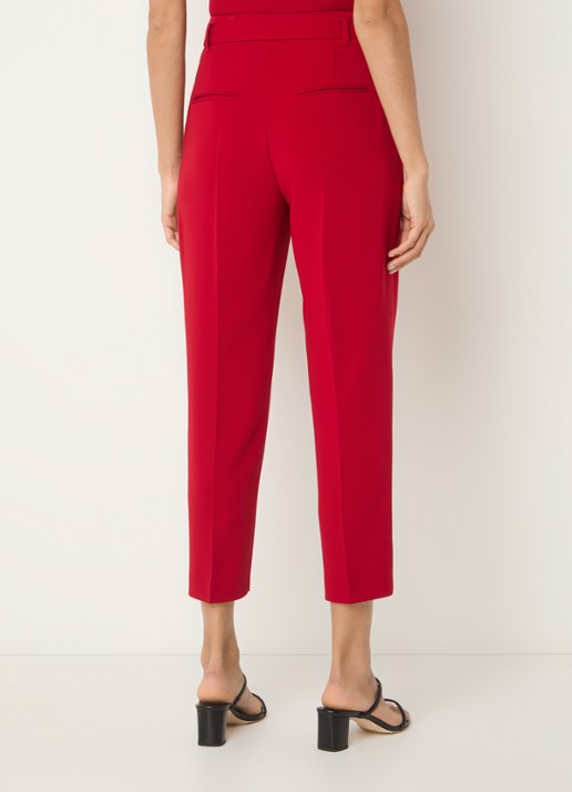 BOSS Tapiah high waist tapered fit cropped pantalon met ceintuur - achterkant 4 donkerrood