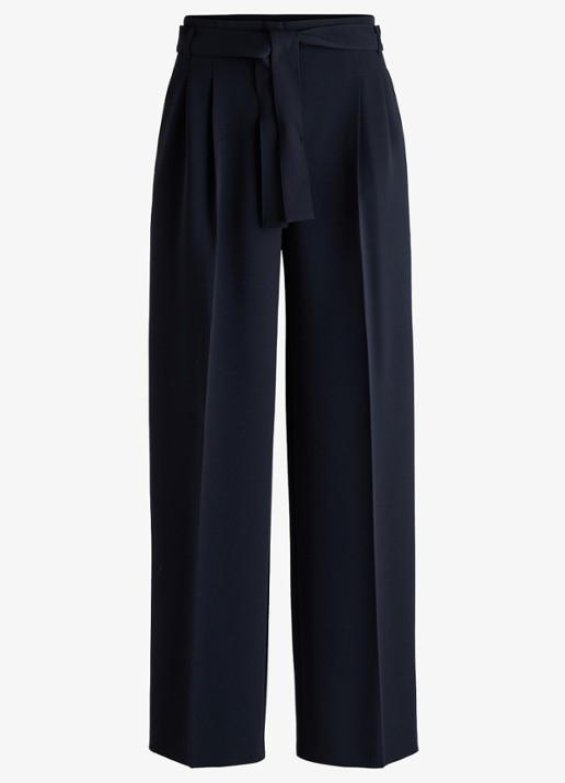 BOSS Tapiana high waist wide fit pantalon  - voorkant 2 donkerblauw