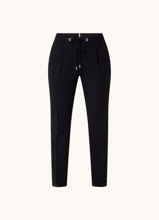 BOSS Tariyanah mid waist slim fit pantalon met stretch - voorkant zwart