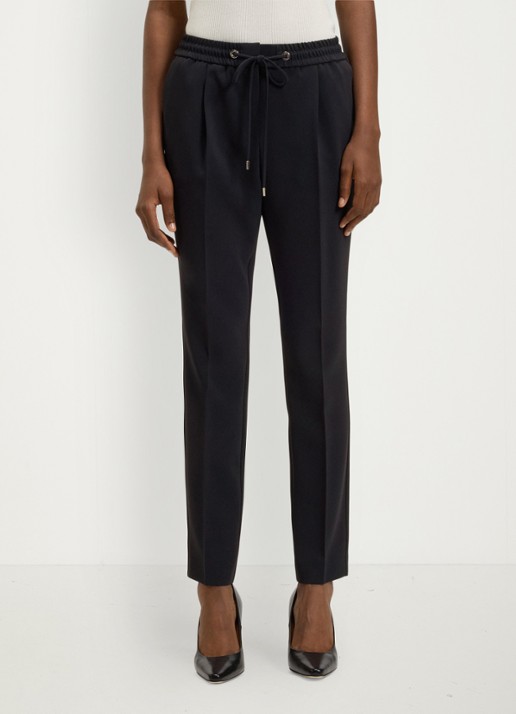 BOSS Tariyanah mid waist slim fit pantalon met stretch - achterkant 4 blauw