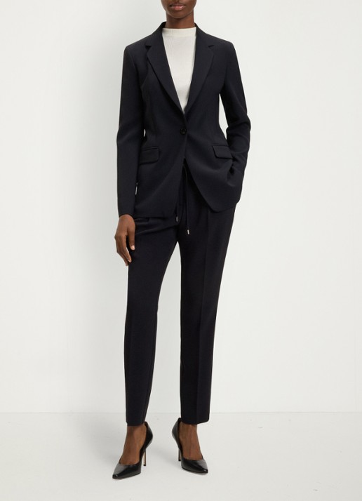 BOSS Tariyanah mid waist slim fit pantalon met stretch - voorkant 6 blauw